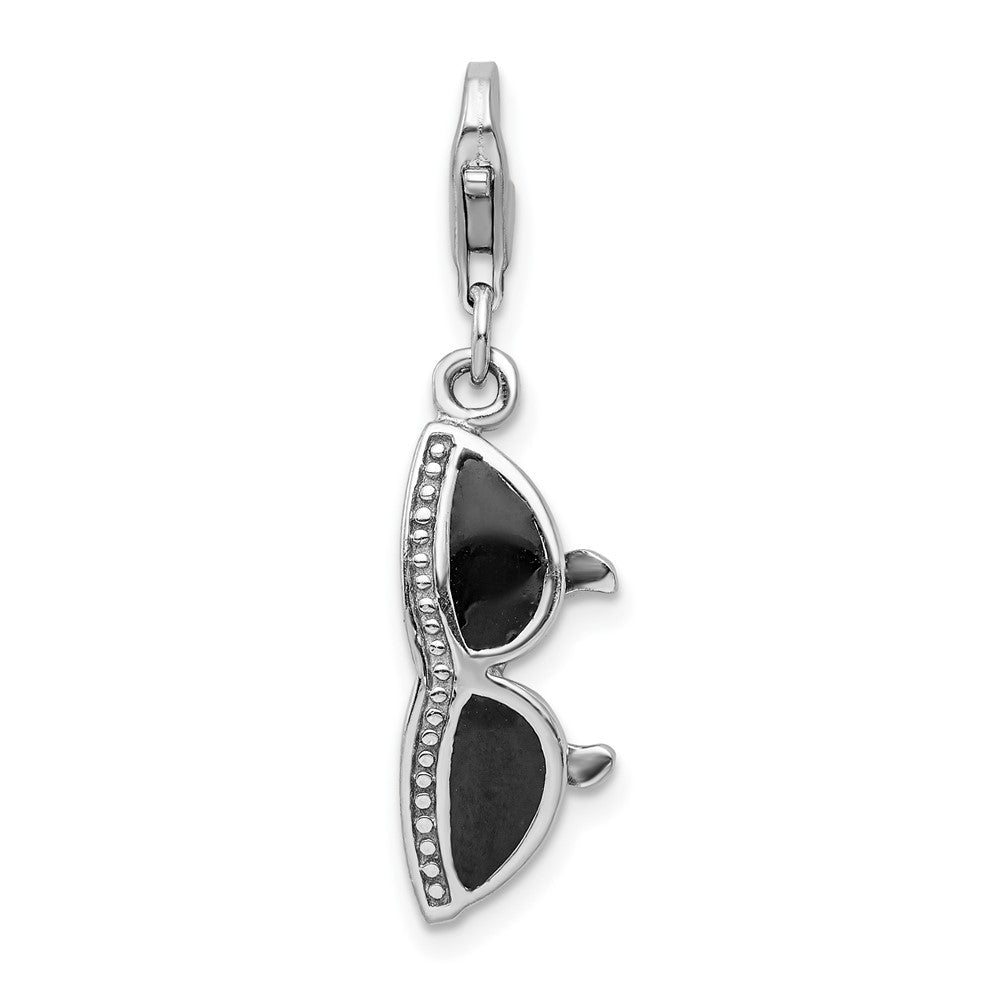 Amore La Vita Sterling Silver Rhodium-plated Polished 3-D Enameled Sunglass Charm with Fancy Lobster Clasp, 40 x 8 mm