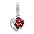 Amore La Vita Sterling Silver Rhodium-plated Polished 3-D Enameled Perfume Bottle Charm with Fancy Lobster Clasp, 32 x 12 mm