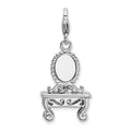 Amore La Vita Sterling Silver Rhodium-plated Polished 3-D Vanity Charm with Fancy Lobster Clasp, 41 x 15 mm