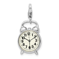 Amore La Vita Sterling Silver Rhodium-plated Polished 3-D Alarm Clock Charm with Fancy Lobster Clasp, 36 x 12 mm