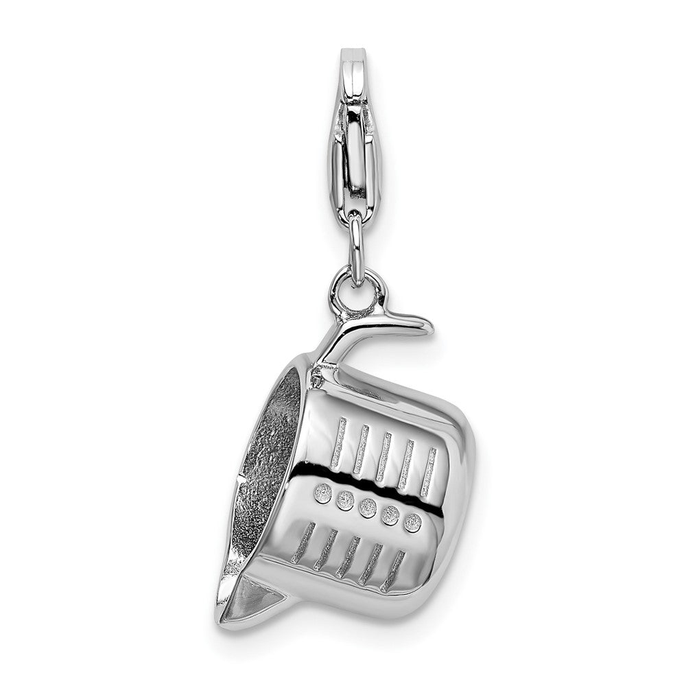 Amore La Vita Sterling Silver Rhodium-plated Polished 3-D Measuring Cup Charm with Fancy Lobster Clasp, 37 x 13 mm