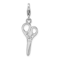 Amore La Vita Sterling Silver Rhodium-plated Polished 3-D Scissors Charm with Fancy Lobster Clasp, 42 x 11 mm