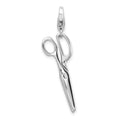 Amore La Vita Sterling Silver Rhodium-plated Polished 3-D Movable Scissors Charm with Fancy Lobster Clasp, 44 x 16 mm
