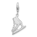 Amore La Vita Sterling Silver Rhodium-plated Polished 3-D Ice Skate Charm with Fancy Lobster Clasp, 40 x 14 mm