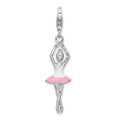 Amore La Vita Sterling Silver Rhodium-plated Polished 3-D Enameled Ballerina Charm with Fancy Lobster Clasp, 46 x 9 mm