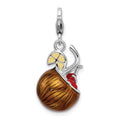 Amore La Vita Sterling Silver Rhodium-plated Polished 3-D Enameled Pina Colada Charm with Fancy Lobster Clasp, 39 x 16 mm