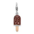 Amore La Vita Sterling Silver Rhodium-plated Polished 3-D Enameled Fudge Bar Charm with Fancy Lobster Clasp, 37 x 7 mm