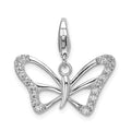 Amore La Vita Sterling Silver Rhodium-plated Polished CZ Polished Butterfly Charm with Fancy Lobster Clasp, 31 x 23 mm