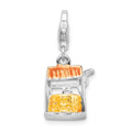 Amore La Vita Sterling Silver Rhodium-plated Polished 3-D Enameled Well Charm with Fancy Lobster Clasp, 34 x 14 mm