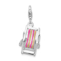Amore La Vita Sterling Silver Rhodium-plated Polished 3-D Enameled Beach Chair Charm with Fancy Lobster Clasp, 41 x 18 mm