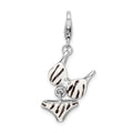 Amore La Vita Sterling Silver Rhodium-plated Polished 3-D CZ Enameled Zebra Bikini Pendant, 43 x 16 mm