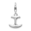 Amore La Vita Sterling Silver Rhodium-plated Polished 3-D Anchor Charm with Fancy Lobster Clasp, 33 x 13 mm