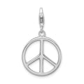 Amore La Vita Sterling Silver Rhodium-plated Polished Peace Sign Charm with Fancy Lobster Clasp, 39 x 18 mm