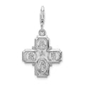 Amore La Vita Sterling Silver Rhodium-plated Polished 4-way Medal Charm with Fancy Lobster Clasp, 41 x 18 mm