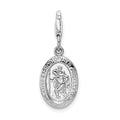 Amore La Vita Sterling Silver Rhodium-plated Polished Saint Christopher Medal Charm with Fancy Lobster Clasp, 37 x 10 mm