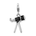 Amore La Vita Sterling Silver Rhodium-plated Polished 3-D Enameled Crystal from Swarovski Telescope Charm with Fancy Lobster Clasp, 36 x 14 mm