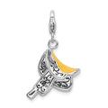 Amore La Vita Sterling Silver Rhodium-plated Polished 3-D Enameled Saddle Charm with Fancy Lobster Clasp, 30 x 15 mm