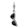 Amore La Vita Sterling Silver Rhodium-plated Polished3-D  Enameled Sunglass Charm with Fancy Lobster Clasp, 39 x 10 mm