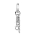 Amore La Vita Sterling Silver Rhodium-plated Polished Circle with Cable Chain Dangles Charm Carrier Pendant, 43 x 6 mm