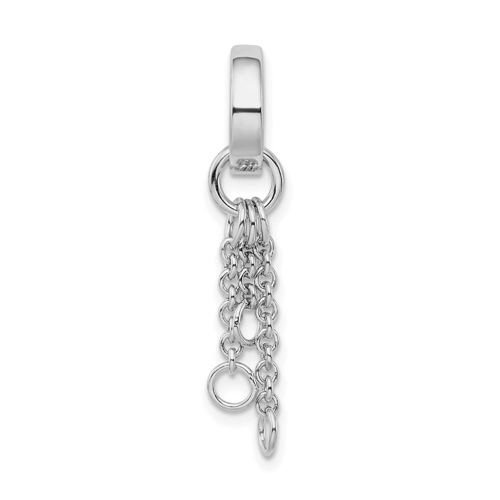 Amore La Vita Sterling Silver Rhodium-plated Polished Circle with Cable Chain Dangles Charm Carrier Pendant, 43 x 6 mm