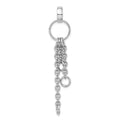 Amore La Vita Sterling Silver Rhodium-plated Polished Circle with Cable Chain Dangles Charm Carrier Pendant, 78 x 14 mm