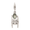 Amore La Vita Sterling Silver Rhodium-plated 3-D Polished Enameled Vanity Charm with Fancy Lobster Clasp, 37 x 9 mm