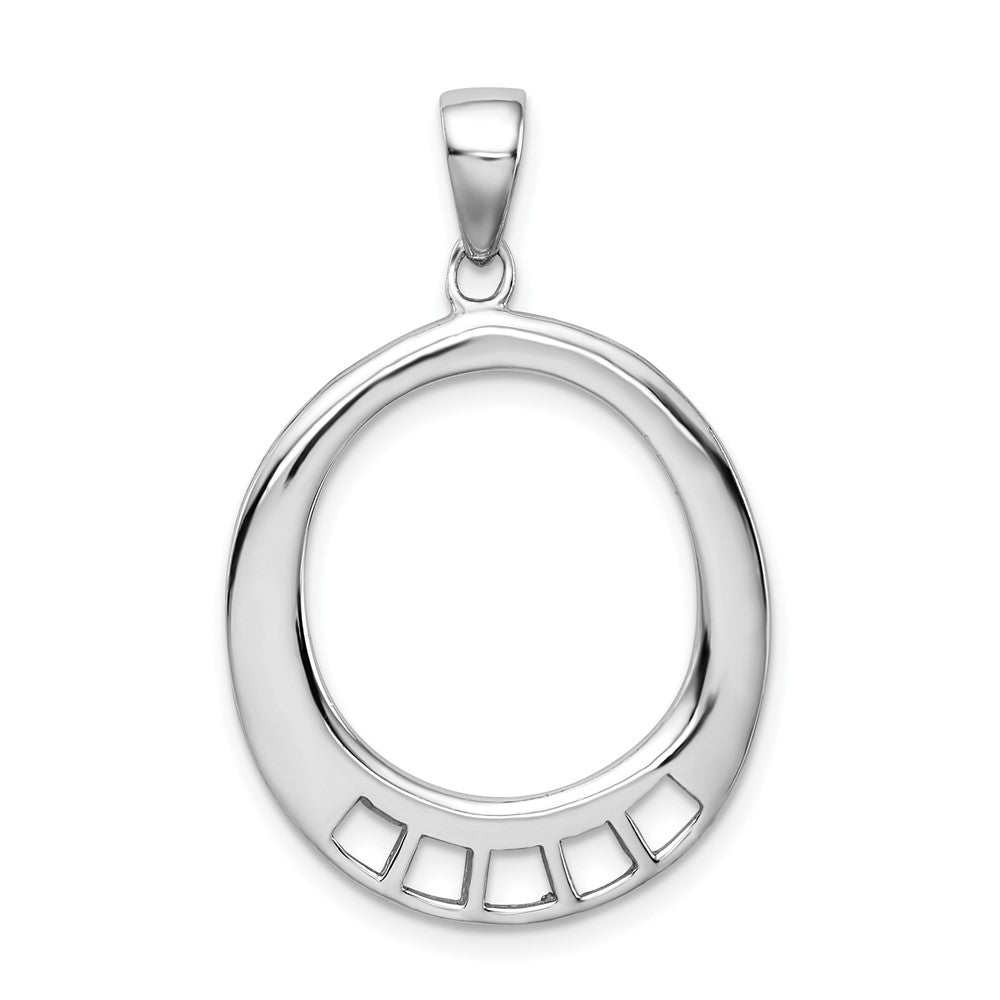 Amore La Vita Sterling Silver Rhodium-plated Polished Oval Shaped Charm Carrier Pendant, 42 x 22 mm