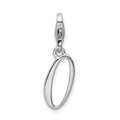 Amore La Vita Sterling Silver Rhodium-plated Polished Number 0 Charm with Fancy Lobster Clasp, 0.5 x 7 mm