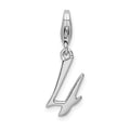 Amore La Vita Sterling Silver Rhodium-plated Polished Number 4 Charm with Fancy Lobster Clasp, 0.5 x 6 mm