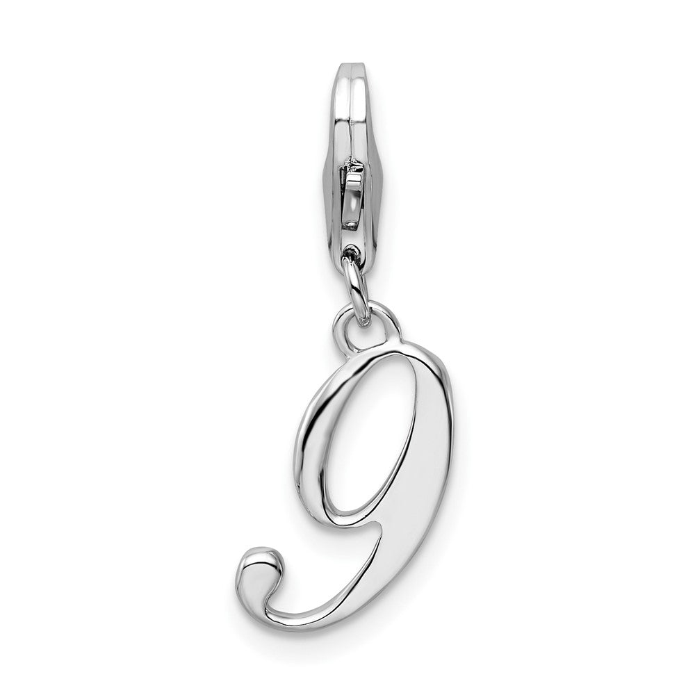 Amore La Vita Sterling Silver Rhodium-plated Polished Number 9 Charm with Fancy Lobster Clasp, 0.5 x 7 mm