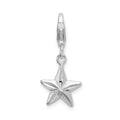 Amore La Vita Sterling Silver Rhodium-plated Polished 3-D Diamond-cut Star Charm with Fancy Lobster Clasp, 31 x 11 mm