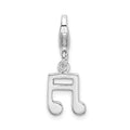 Amore La Vita Sterling Silver Rhodium-plated Polished Beamed Sixteenth Note Charm with Fancy Lobster Clasp, 31 x 9 mm