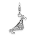 Amore La Vita Sterling Silver Rhodium-plated Polished 3-D Enameled Bikini Bottom Charm with Fancy Lobster Clasp, 35 x 15 mm