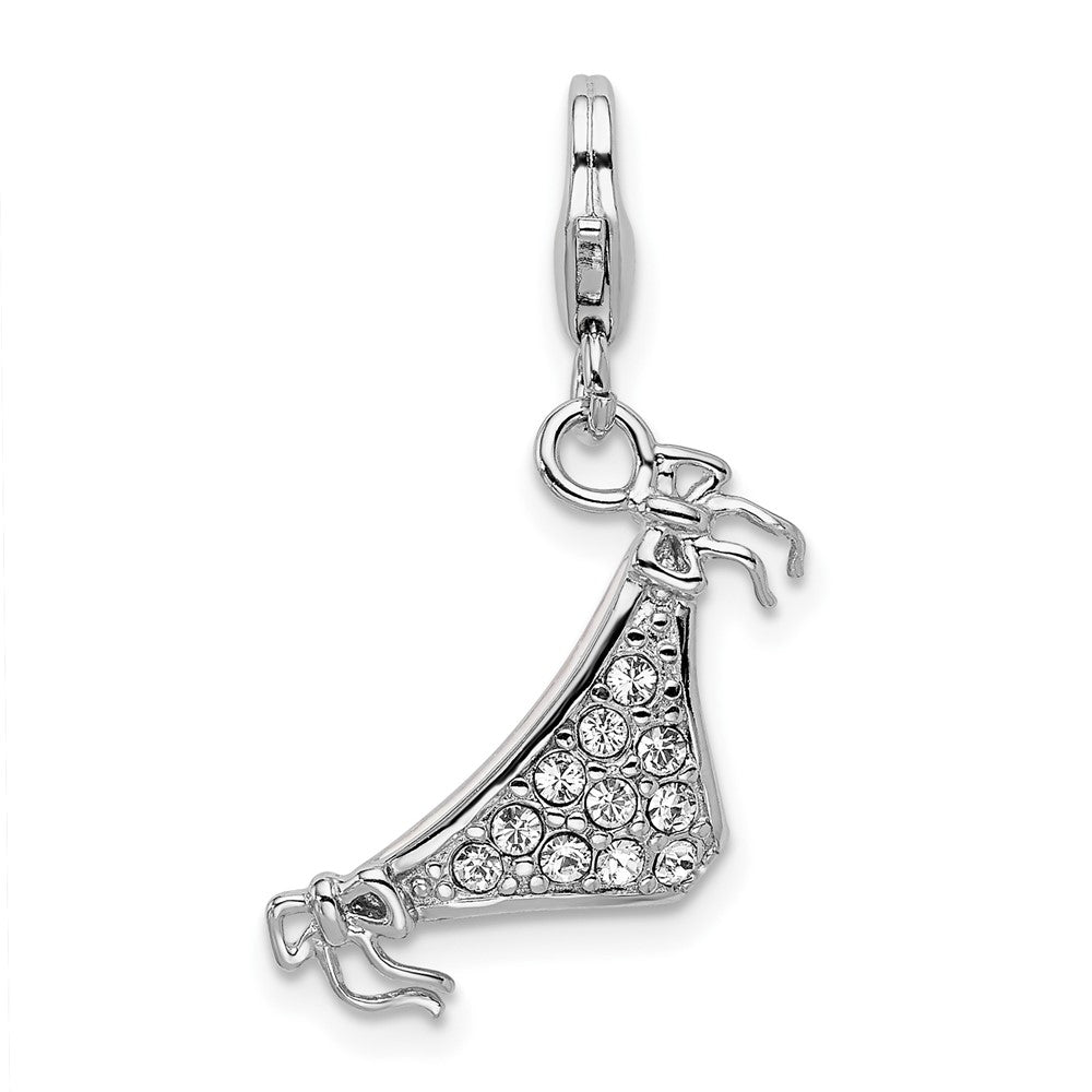 Amore La Vita Sterling Silver Rhodium-plated Polished 3-D Enameled Bikini Bottom Charm with Fancy Lobster Clasp, 35 x 15 mm