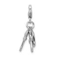 Amore La Vita Sterling Silver Rhodium-plated Polished Heart Cross and Key with Crystal From Swarovski Charm with Fancy Lobster Clasp, 42 x 15 mm