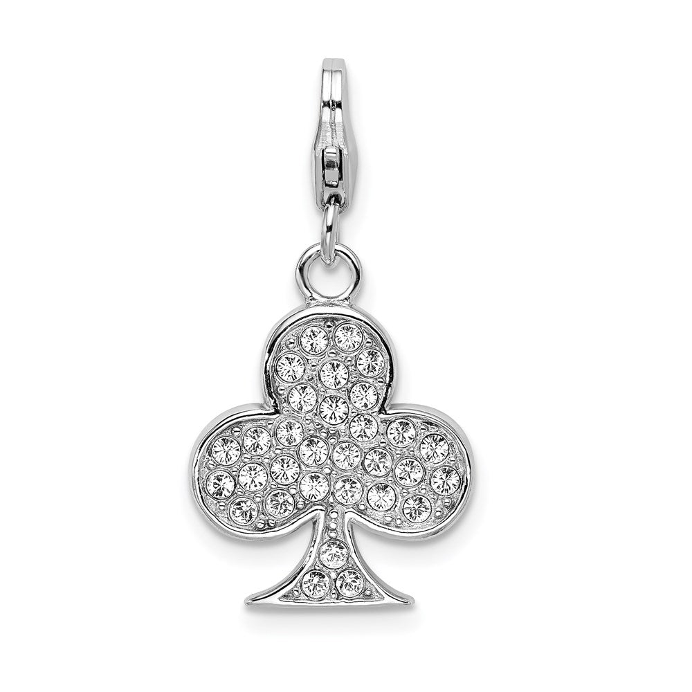 SS RH Enameled 3-D Club w/Lobster Clasp Charm, 40 x 16 mm