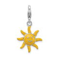 Amore La Vita Sterling Silver Rhodium-plated Polished 3-D Enameled Sunshine Charm with Fancy Lobster Clasp, 33 x 18 mm