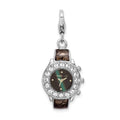 Amore La Vita Sterling Silver Rhodium-plated Polished 3-D Enameled Watch Charm with Fancy Lobster Clasp, 41 x 14 mm