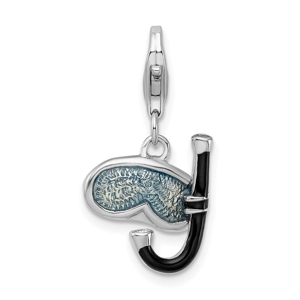 Amore La Vita Sterling Silver Rhodium-plated Polished 3-D Enameled Snorkel Charm with Fancy Lobster Clasp, 34 x 13 mm