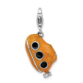 Amore La Vita Sterling Silver Rhodium-plated Polished 3-D Enameled Submarine Charm with Fancy Lobster Clasp, 40 x 14 mm