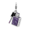 Amore La Vita Sterling Silver Rhodium-plated Polished 3-D Enameled Nail Enameled Charm with Fancy Lobster Clasp, 29 x 16 mm