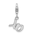 Amore La Vita Sterling Silver Rhodium-plated Polished XO Charm with Fancy Lobster Clasp, 20 x 12 mm