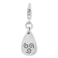 Amore La Vita Sterling Silver Rhodium-plated Polished Air Symbol Charm with Fancy Lobster Clasp, 25 x 9 mm