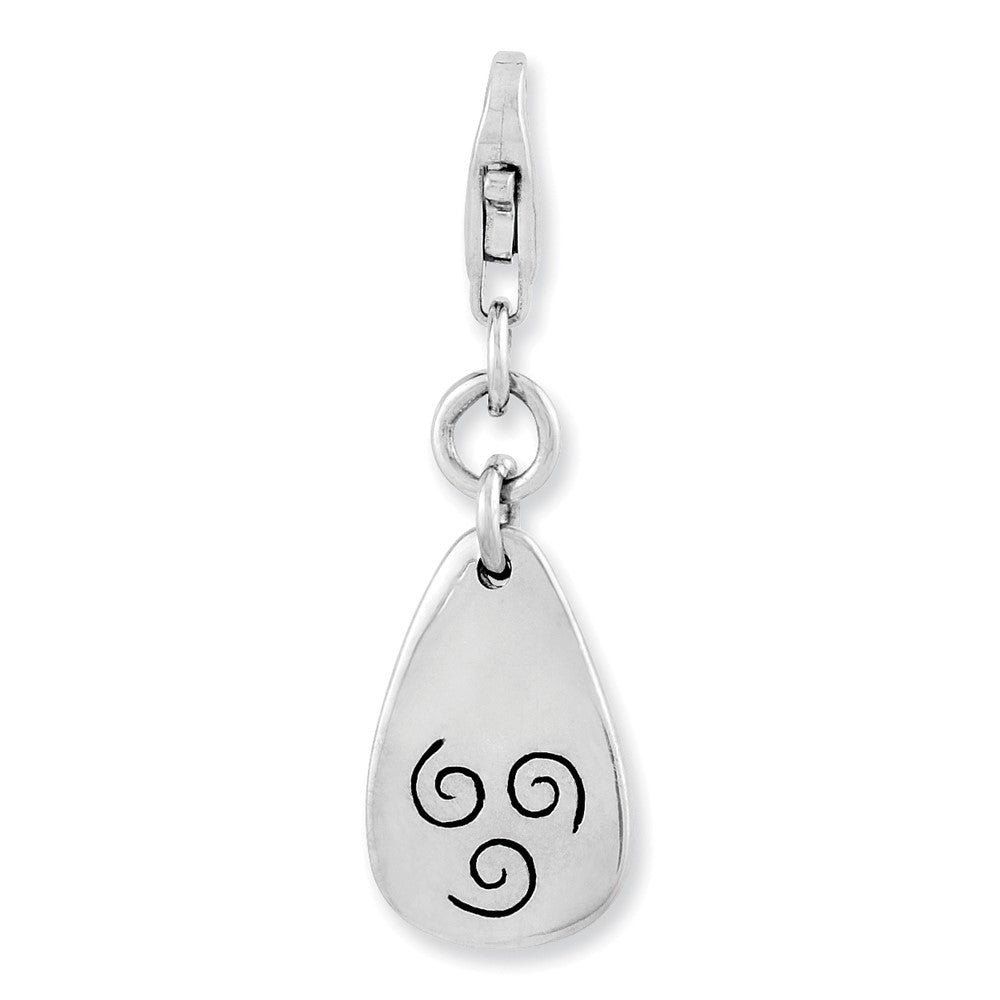 Amore La Vita Sterling Silver Rhodium-plated Polished Air Symbol Charm with Fancy Lobster Clasp, 25 x 9 mm