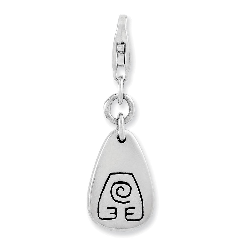 Amore La Vita Sterling Silver Rhodium-plated Polished Earth Symbol Charm with Fancy Lobster Clasp, 25 x 9 mm