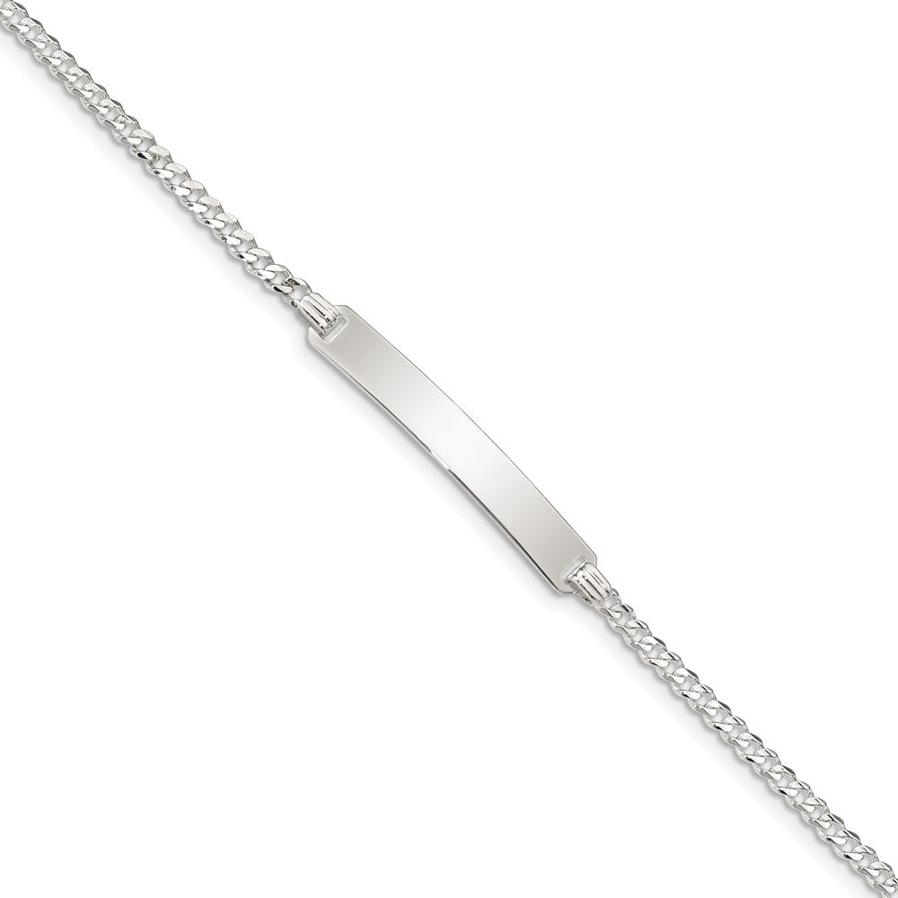 Sterling Silver Curb Link ID Bracelet, 8 x 2 mm