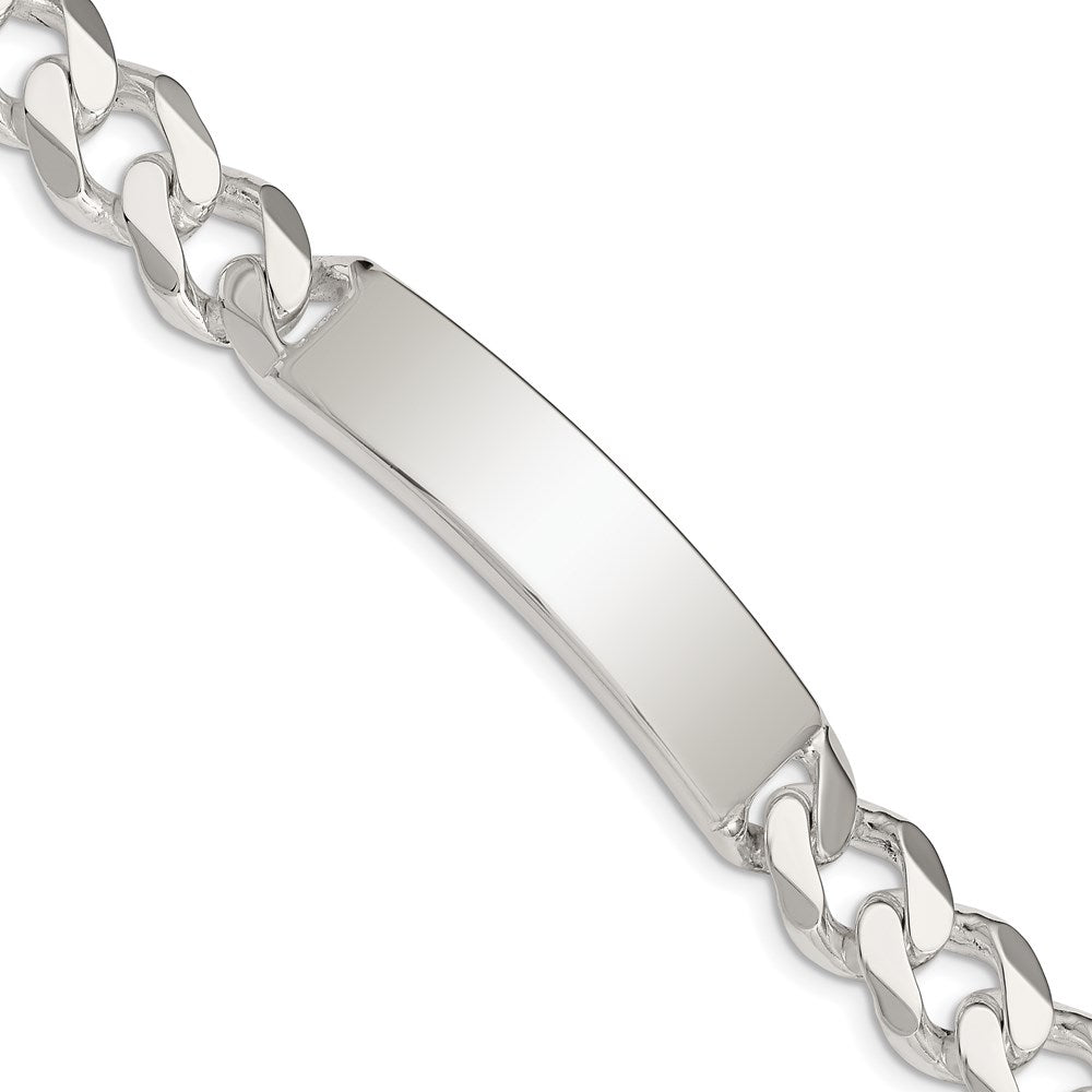 Sterling Silver Curb Link ID Bracelet, 8 x 10 mm