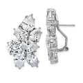 Cheryl M Sterling Silver Rhodium-plated Fancy Brilliant-cut CZ Cluster Omega Back Earrings, 28 x 17 mm
