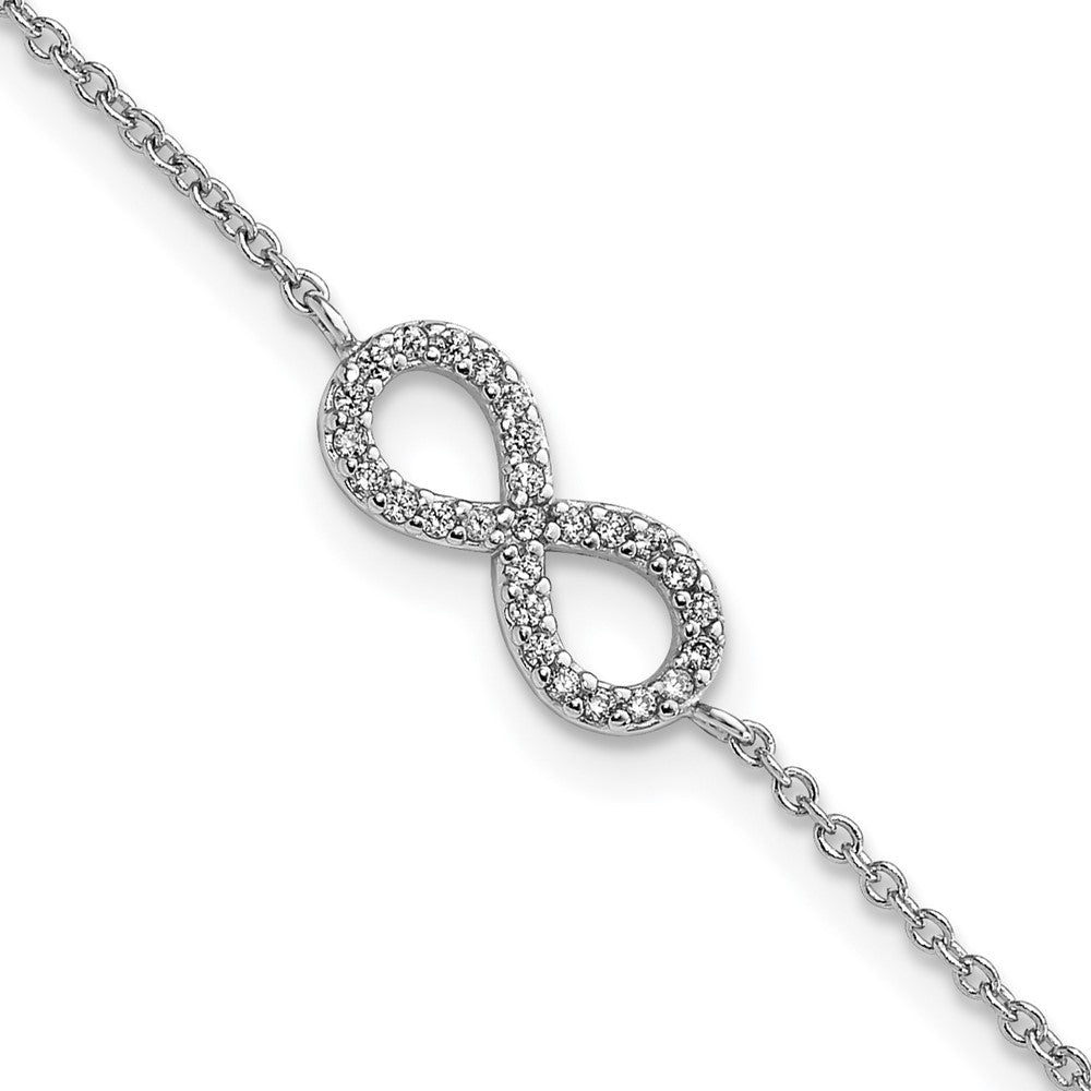 Cheryl M Sterling Silver Rhodium-plated Brilliant-cut CZ Infinity 7 Inch Bracelet with 1 Inch Extender, 8 x 6.6 mm