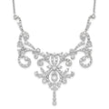 Cheryl M Sterling Silver Rhodium-plated Brilliant-cut CZ Bezel Fancy Scroll 17 Inch Necklace with 2 Inch Extender, 19 x 73 mm